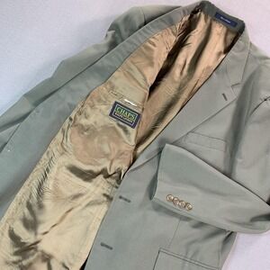 Chaps Ralph Lauren Blazer Mens 50L Green Wool Button Sport Coat Jacket